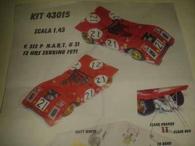 Kit Ferrari 312 P 12 Hrs Sebring 1971 # 21 NART Racing Team - Resin Kit 1:43